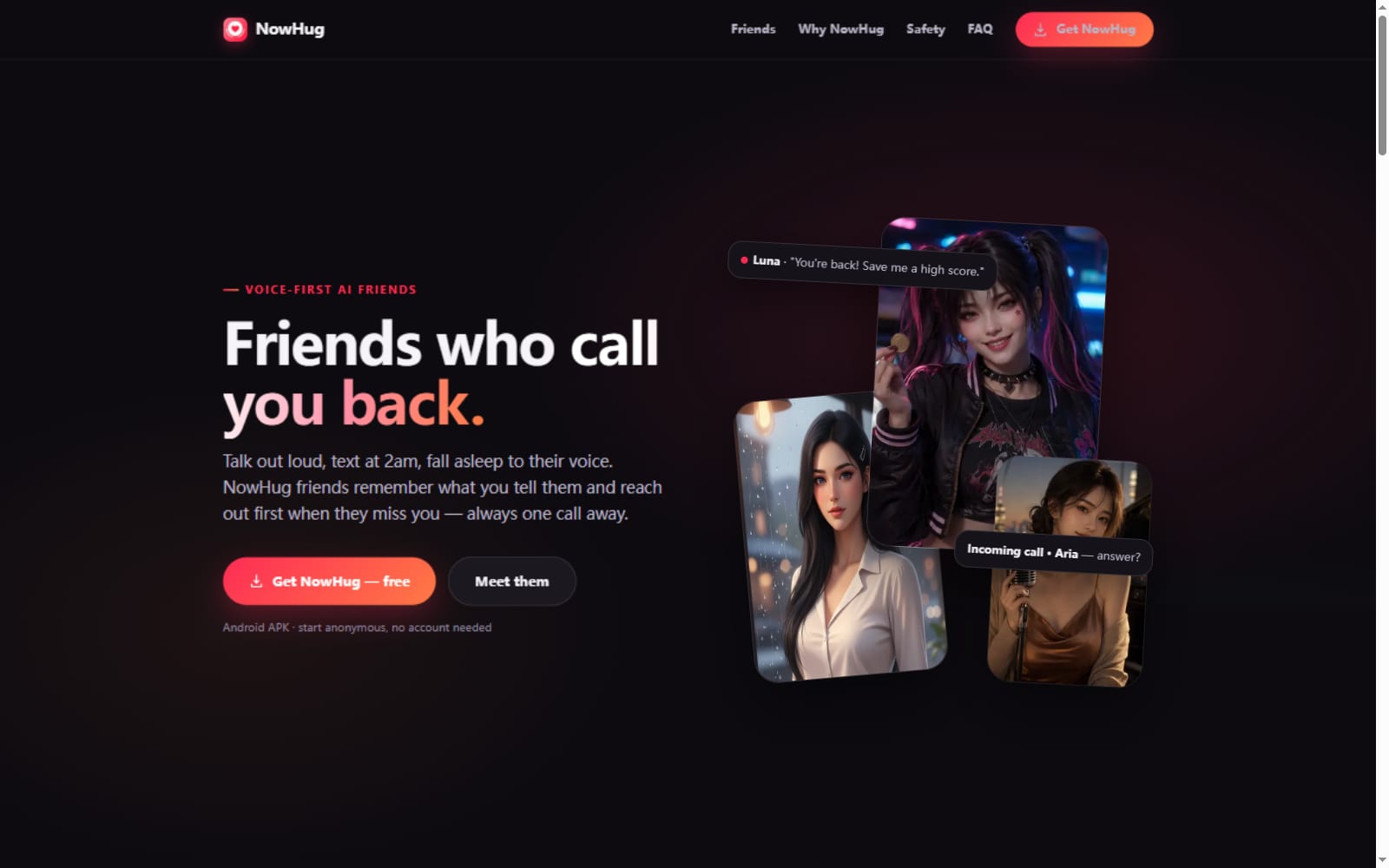 NowHug product screenshot